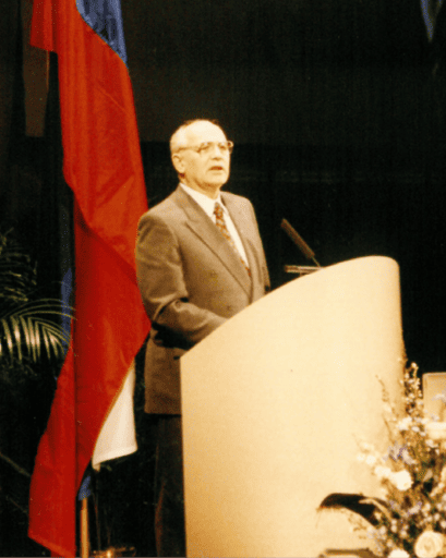 President Mikhail Gorbachev with Cokie Roberts