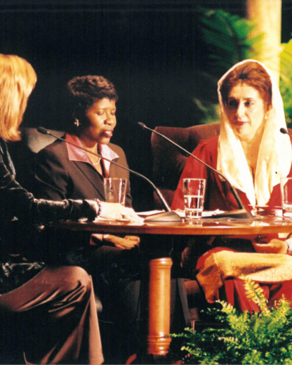 PM Benazir Bhutto & Queen Noor with Gwen Ifill